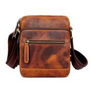Leather Shoulder Bag – Cognac | Compact Crossbody Satchel