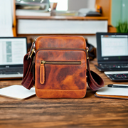 Leather Shoulder Bag – Cognac | Compact Crossbody Satchel