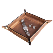 Tolredo Handcrafted Leather Valet Tray – Rich Brown
