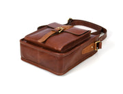 Leather Flight Crossbody Bag - Chestnut Brown