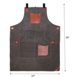 Fremont Leather Canvas Apron - Distressed grey