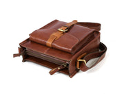 Leather Flight Crossbody Bag - Chestnut Brown