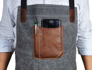 Fremont Leather Canvas Apron -  Grey