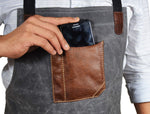 Fremont Leather Canvas Apron -  Grey