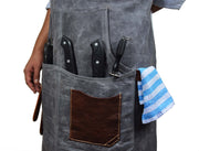Fremont Leather Canvas Apron -  Grey