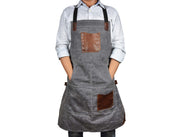 Fremont Leather Canvas Apron -  Grey