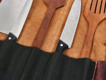 Bend Leather Chef Knife Roll 10 Slot - Walnut Brown