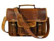 Fresno Leather Portfolio Bag - Caramel Brown