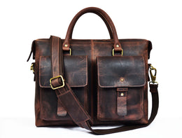 Berkeley Leather Portfolio Bag - Walnut Brown