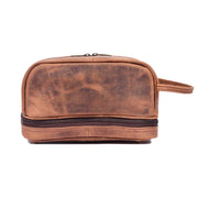 Vintage Leather Toiletry Bag | Rustic Brown
