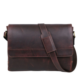 Hudson Leather Messenger Bag - Walnut Brown
