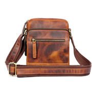 Leather Shoulder Bag – Cognac | Compact Crossbody Satchel