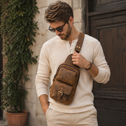 Vintage Leather Sling Bag | Hunter Tan