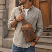 Vintage Leather Sling Bag Flap Style | Hunter Tan