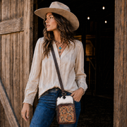 Sierra Cowhide Crossbody Bag | Hardwax Brown