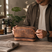 Vintage Leather Toiletry Bag | Rustic Brown