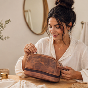 Vintage Leather Toiletry Bag | Rustic Brown