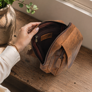 Vintage Leather Sling Bag Flap Style | Hunter Tan