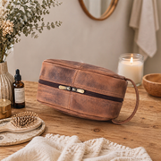 Vintage Leather Toiletry Bag | Rustic Brown