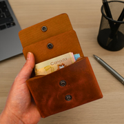 Handcrafted Leather Wallet – Double Pouch, Slim Design