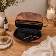 Vintage Leather Toiletry Bag | Rustic Brown