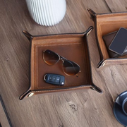 Tolredo Handcrafted Leather Valet Tray – Rich Brown