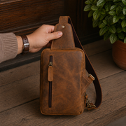 Vintage Leather Sling Bag Flap Style | Hunter Tan