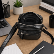 Handcrafted Genuine Leather Crossbody Sling Bag – Midnight Onyx Edition