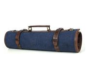 Turin Leather Canvas Chef Knife Roll Abyss Blue 10 Slot ( KR-68B )