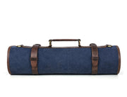 Turin Leather Canvas Chef Knife Roll Abyss Blue 10 Slot ( KR-68B )