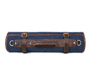 Turin Leather Canvas Chef Knife Roll Abyss Blue 10 Slot ( KR-68B )