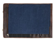 Turin Leather Canvas Chef Knife Roll Abyss Blue 10 Slot ( KR-68B )