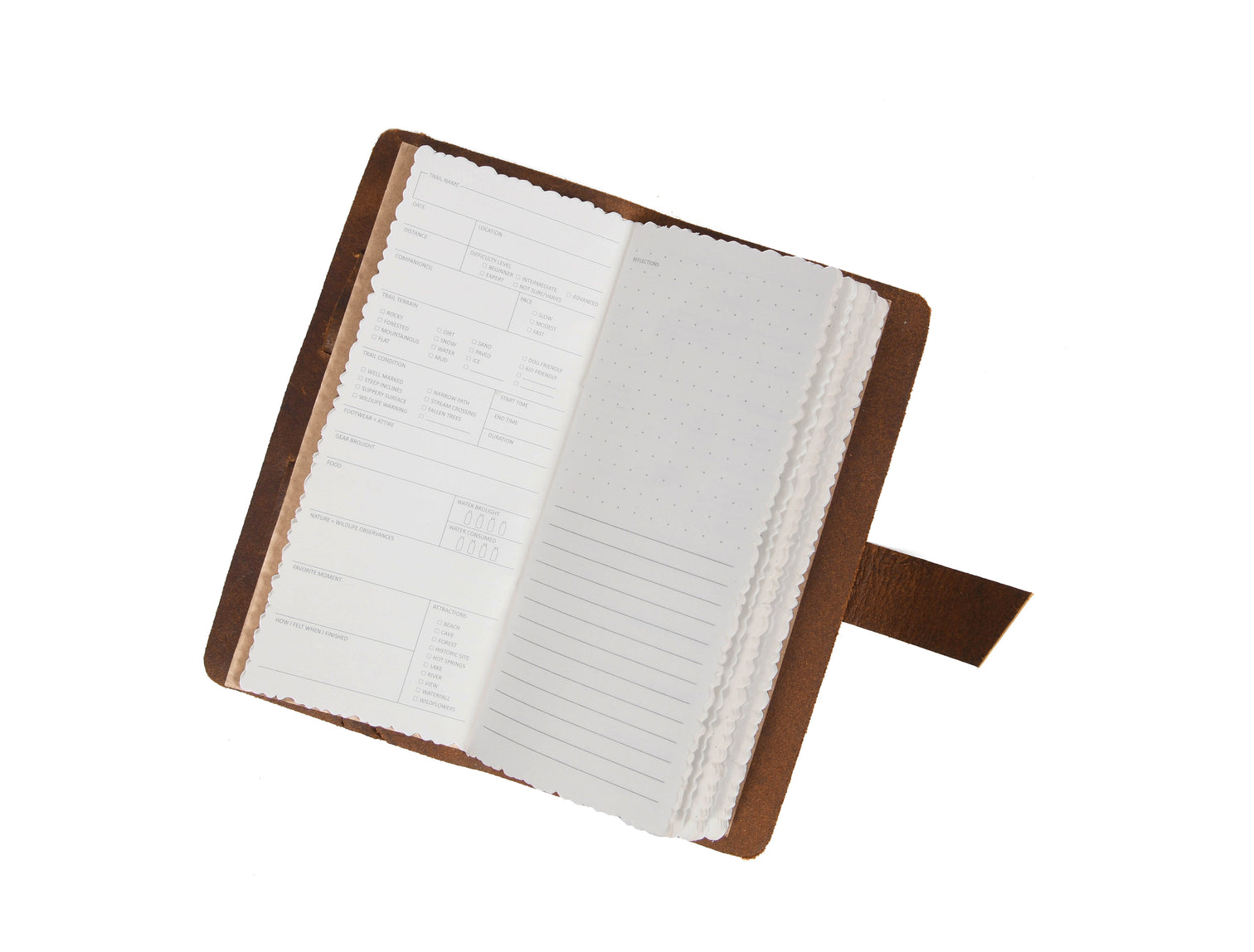 Tolredo Hiking Logbook interior pages — square