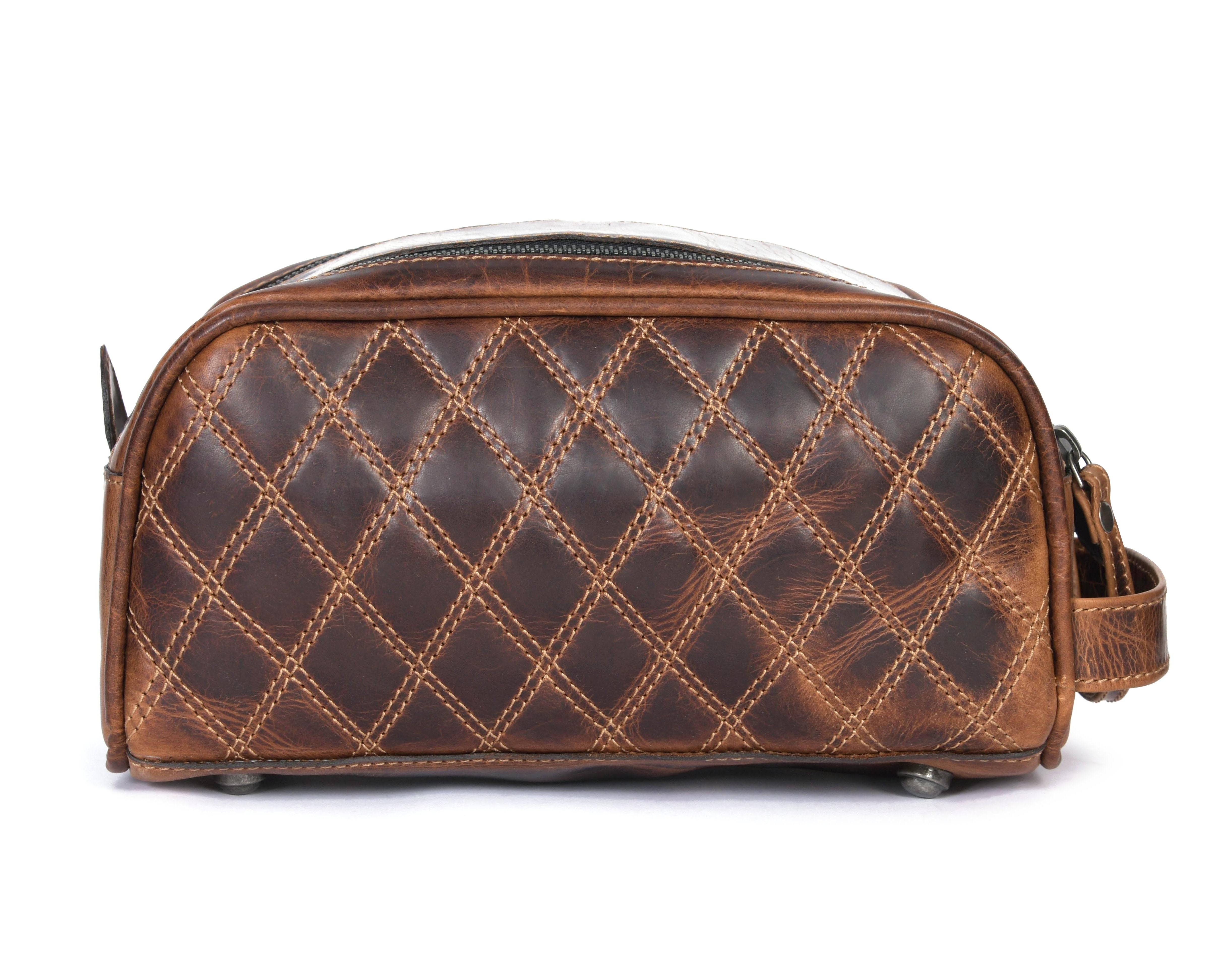 Quilted Leather Toiletry Bag - WB09