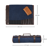 Turin Leather Canvas Chef Knife Roll Abyss Blue 10 Slot ( KR-68B )