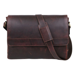 Hudson Leather Messenger Bag - Walnut Brown