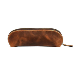 Vintage Leather Pencil Case - Stationery Pouch