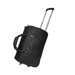 Leather Trolley Bag with Wheels & Ample Storage