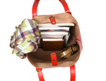 Leather Tall Tote HandBag - Stressed Brown