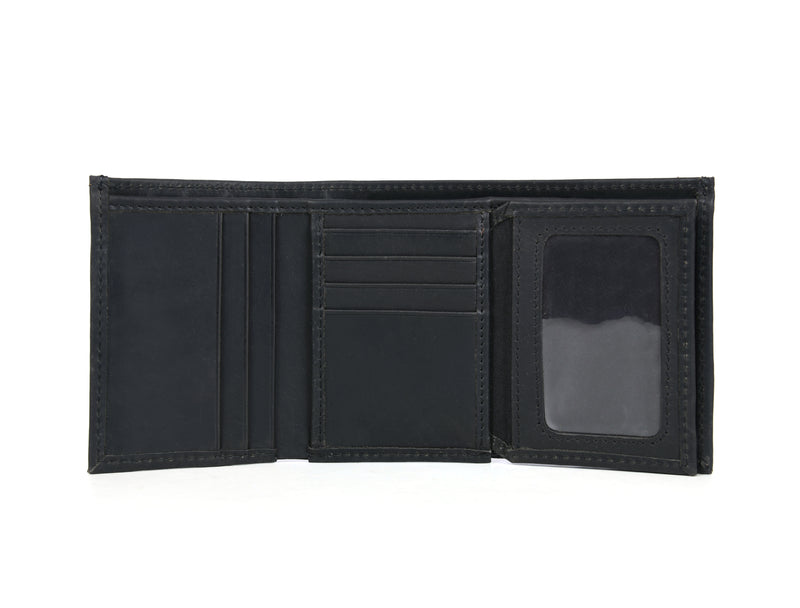 Osuna Leather RFID Blocking Trifold Stylish Wallet - Raven Black