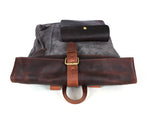 Trenton Leather Canvas Travel Backpack - Anchor Grey