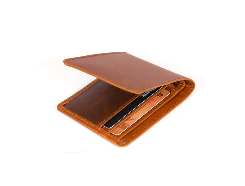 Arizona Leather RFID Blocking Mens Wallet - Caramel Brown
