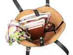 Leather Tall Tote HandBag - Stressed Brown