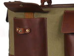 Eugene Leather Canvas Travel Bag - Olive Green, Persian Blue , Camel, Moss Green