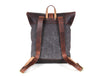 Trenton Leather Canvas Travel Backpack - Anchor Grey