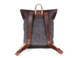 Trenton Leather Canvas Travel Backpack - Anchor Grey