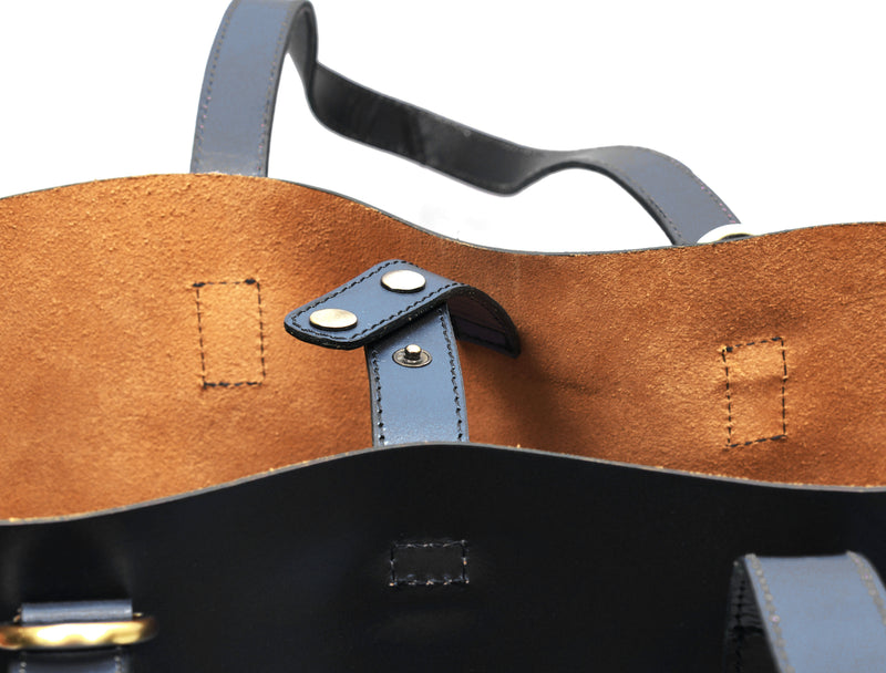 Leather Tall Tote HandBag - Stressed Brown