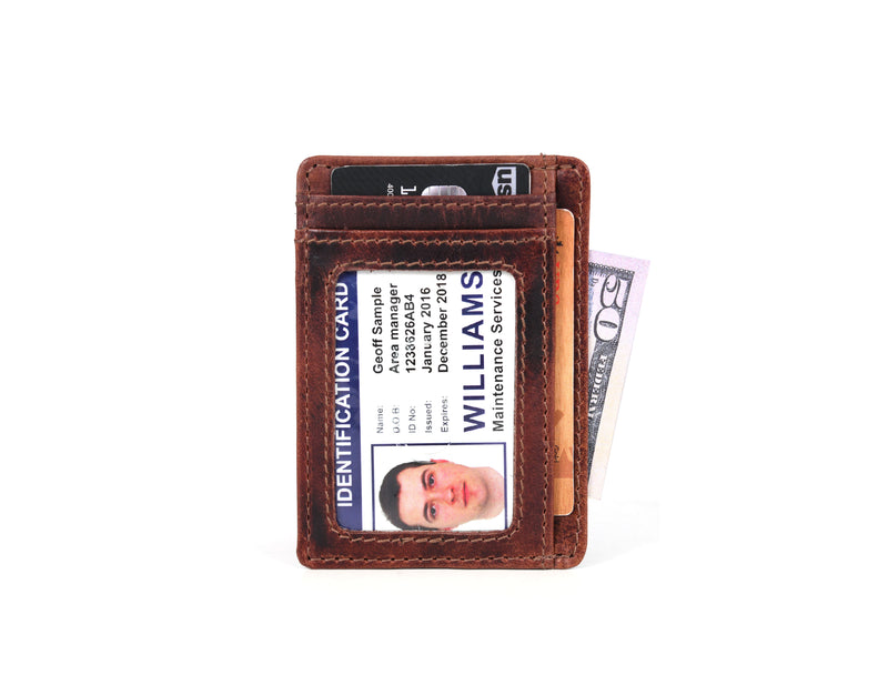 Tacoma Leather RFID Blocking Minimalist Wallets - Walnut Brown