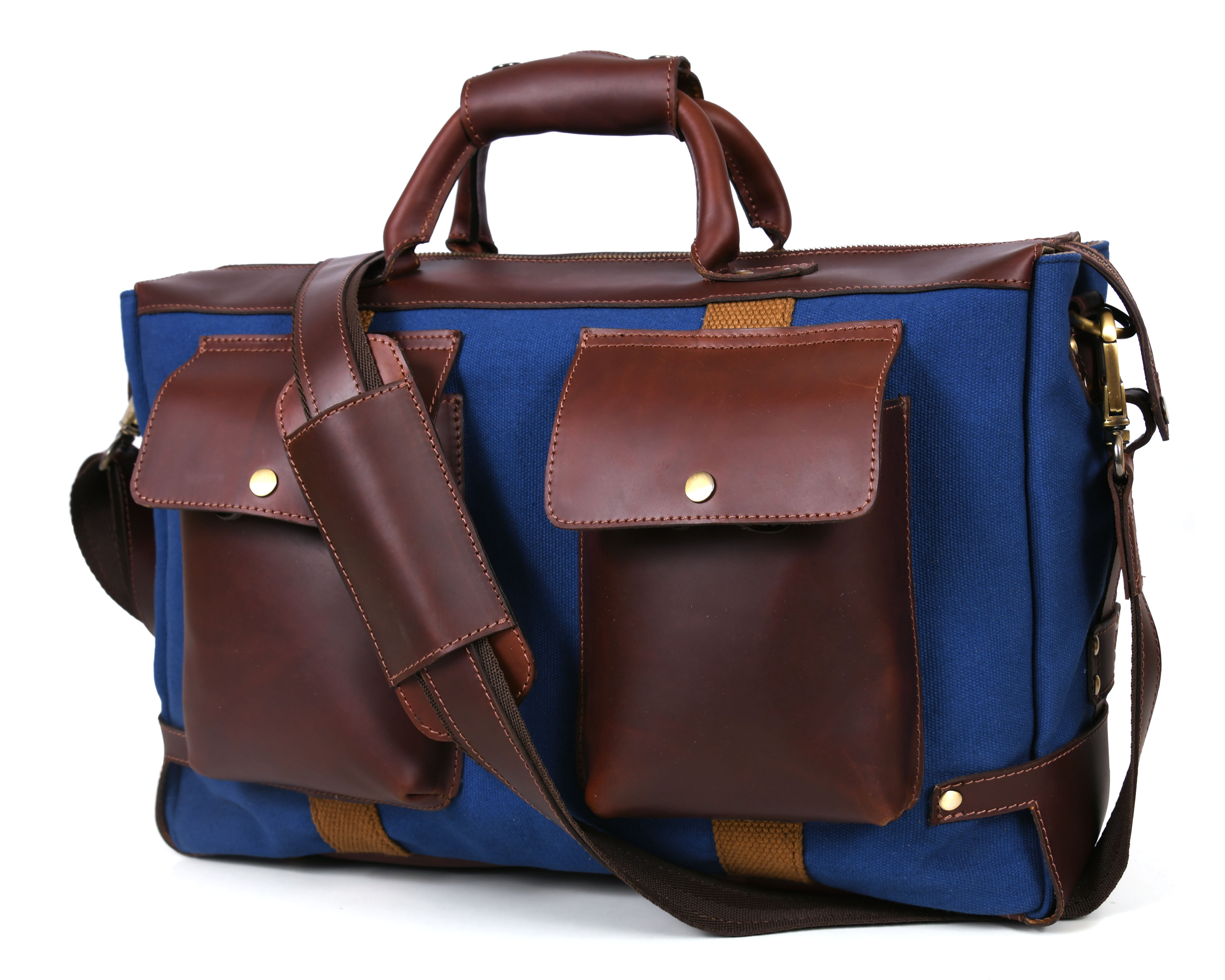Salinas Leather Canvas Travel Bag -  Persian Blue