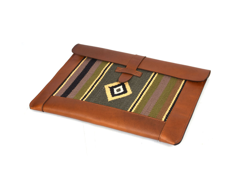 Vintage bohemian Leather Mac Book Sleeve - Caramel Brown
